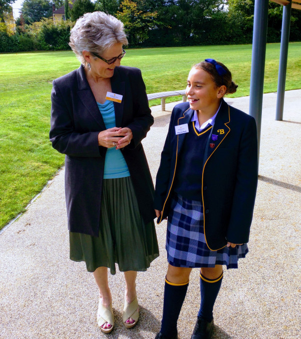 Chair of Governors chatting to Burgess Hill Girl