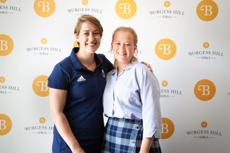 Lizzy Yarnold with Peanut at Burgess Hill Girls