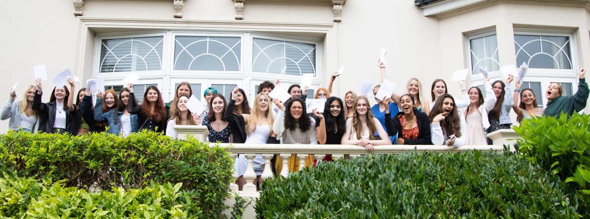 Students at Burgess Hill Girls celebrating their 2021 GCSE Results