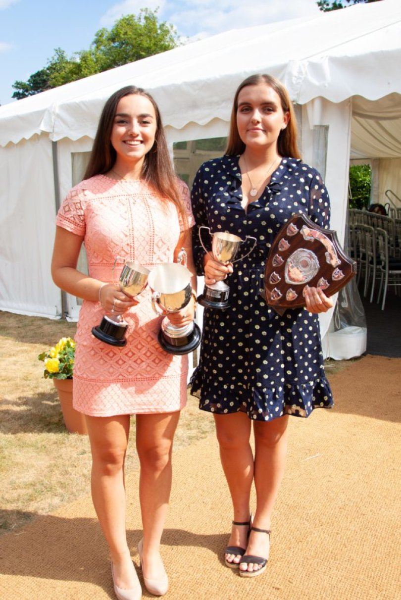Florence Merrett and Head Girl 2018 Nell Sumners at Senior School Founders' Day