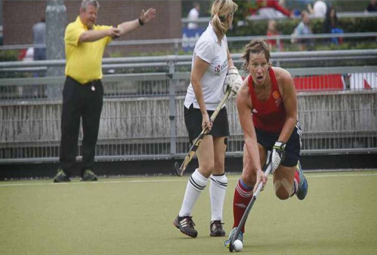 Suzy Clapp playing for England Masters