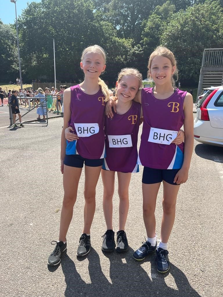 Evie Grobel (left) with other Prep School Athletes at Burgess Hill Girls