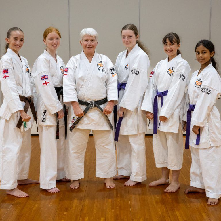 Zarah Bowles, Melissa Coleman, Catherine Imms, Ashiana Turney And Sanaya Mohandas With Kyoshi (Chief Instructor) Julia Turley (third From Left),